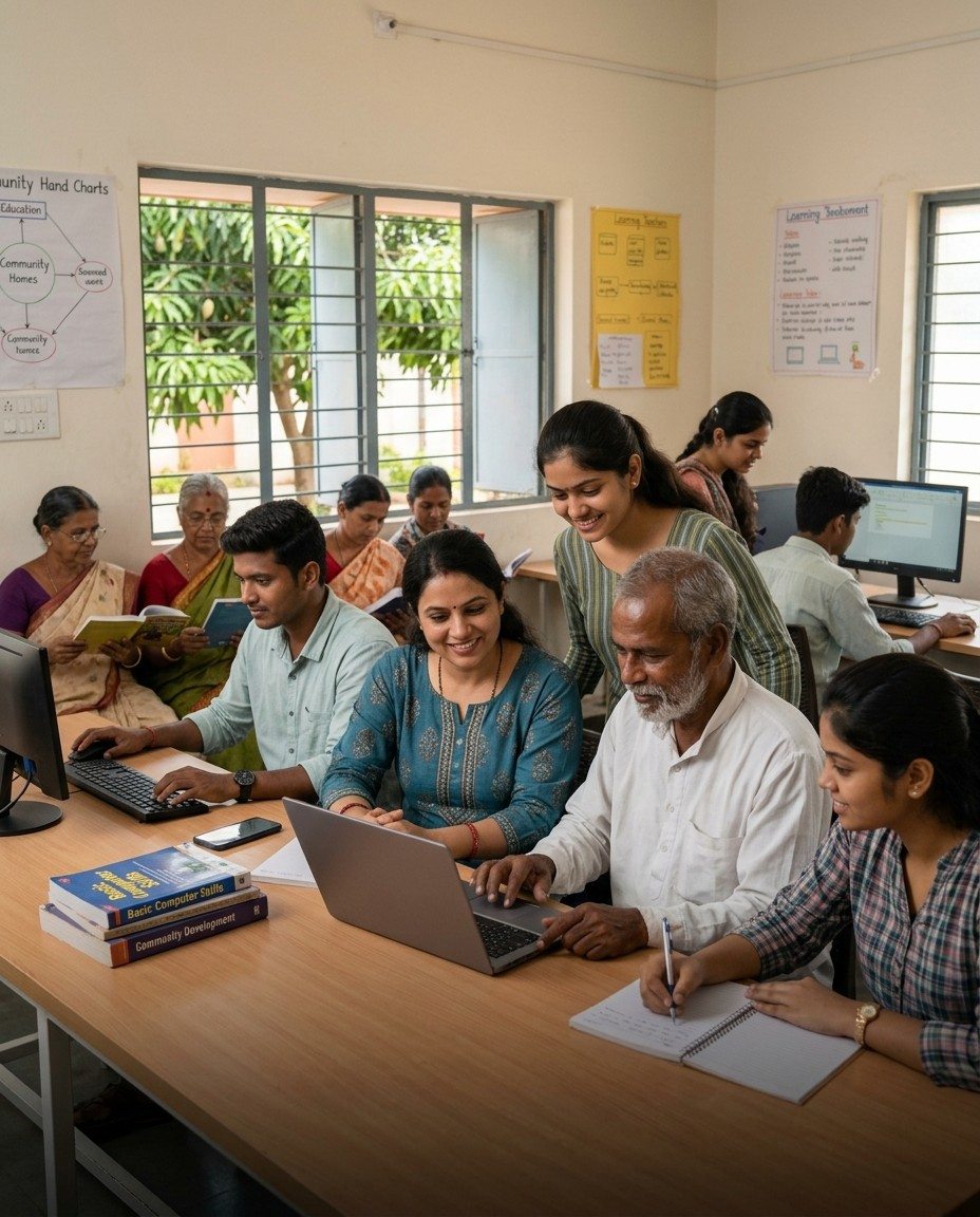 Community members working together to create a positive social impact